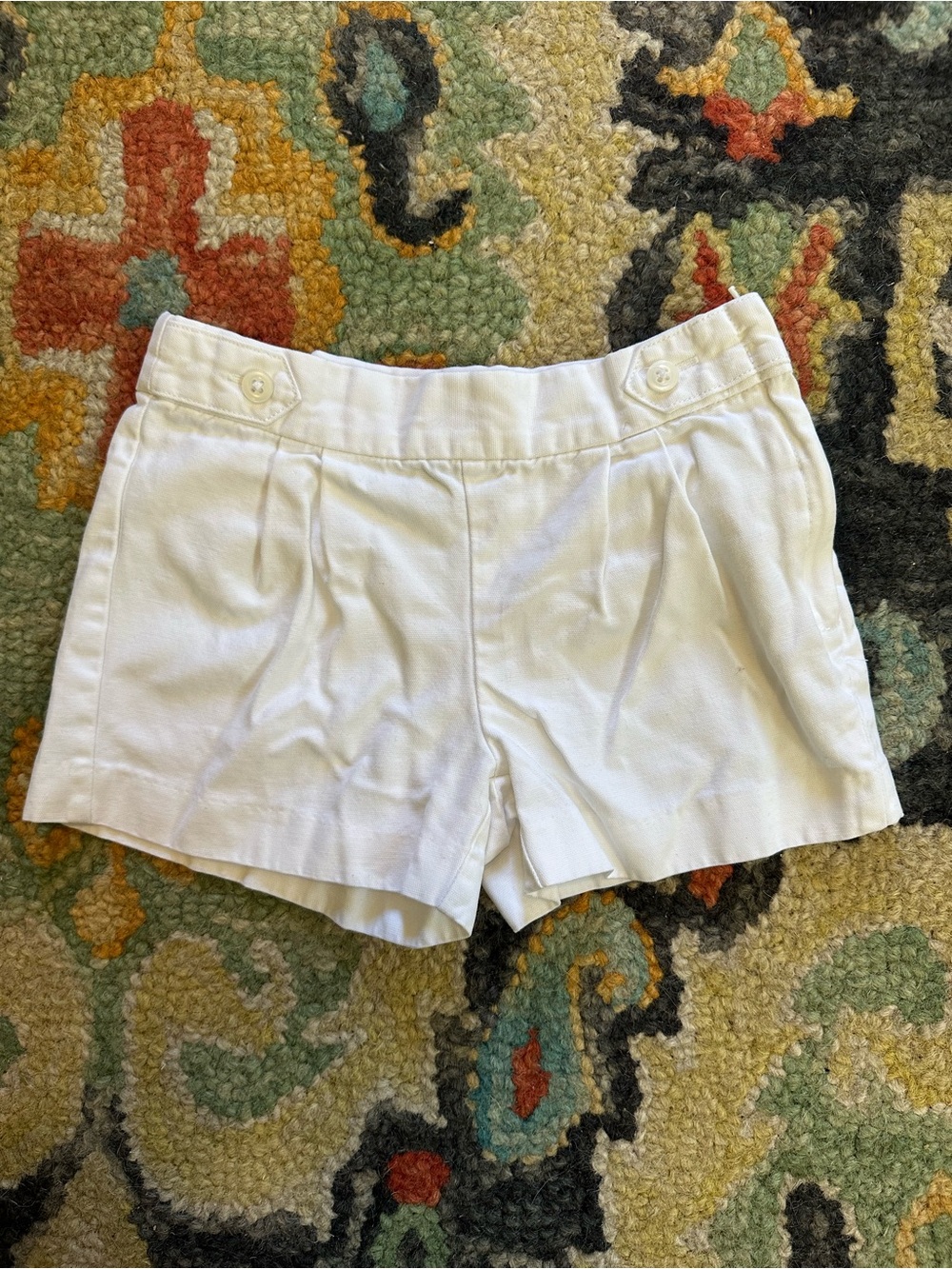 Janie and Jack White Pleated Cotton-Blend Bermuda Shorts EUC